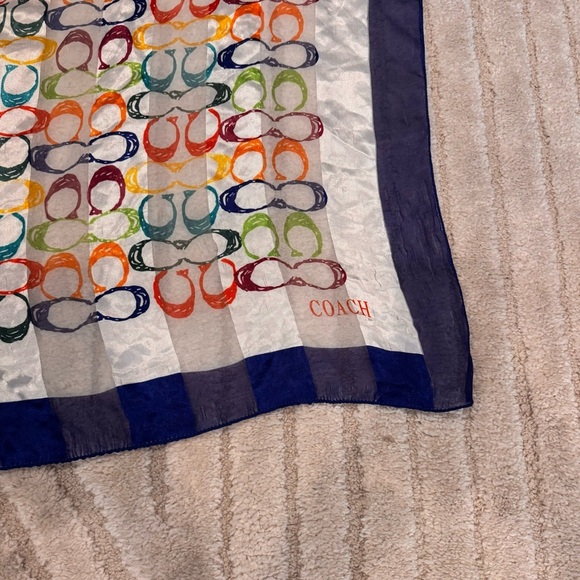 COACH multicolor monogram scarf big CC rainbow printed colorful shawl twilly - Picture 5 of 7